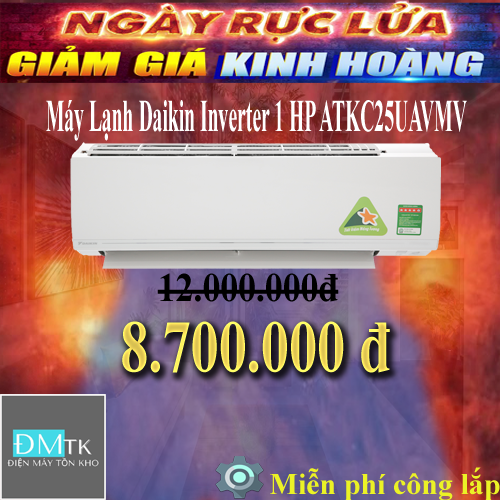 Máy Lạnh Daikin Inverter 1 HP ATKC25UAVMV 2020