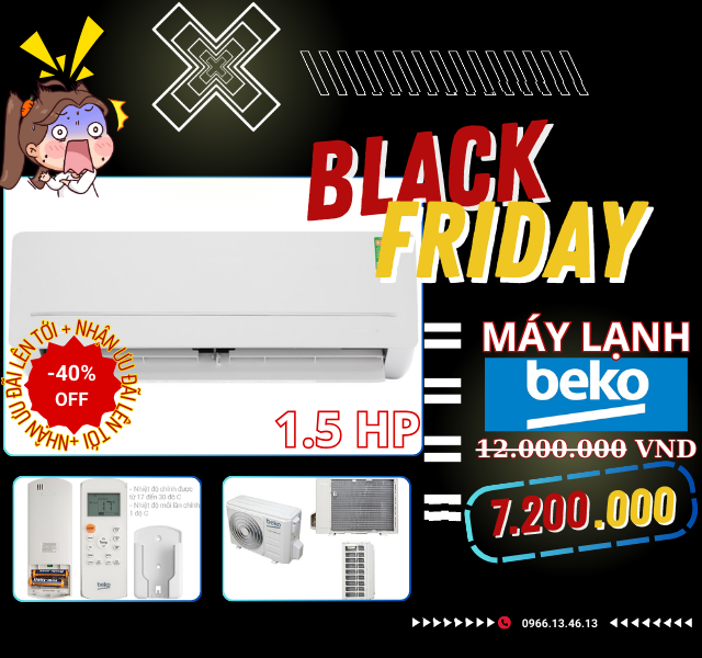 Máy lạnh Beko Inverter 1.5 HP RSVC12VS
