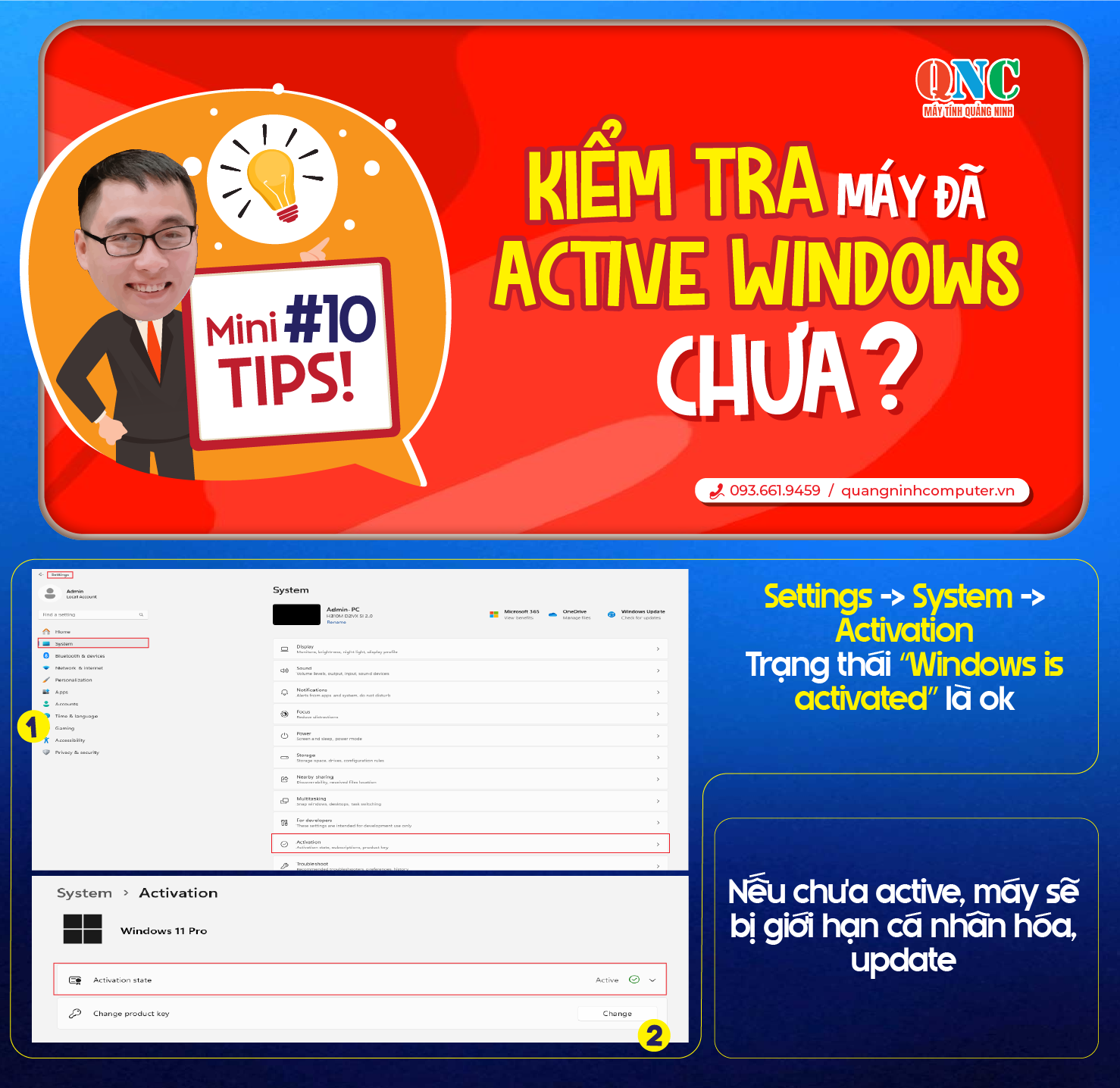 Hướng dẫn kiểm tra m&aacute;y t&iacute;nh đ&atilde; Active Windows chưa | M&aacute;y T&iacute;nh Quảng Ninh